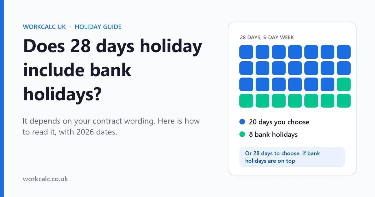 Does 28 days holiday include bank holidays: 28 days on a 5-day week shown as 20 days you choose plus 8 bank holidays, or 28 days to choose if bank holidays are on top